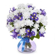 Букет із 6 хризантем і 9 ірисів