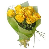 Букет із 9 жовтих троянд
