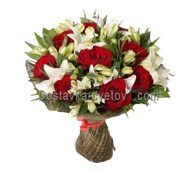 Букет із 9 троянд, 2 лілій і 6 альстромерій