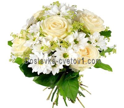 Букет квітів із 5 троянд і 6 хризантем