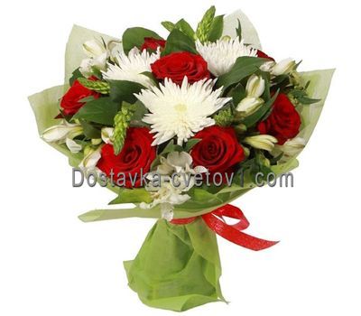 Букет из 7 роз, 7 альстромерий и 3 хризантем