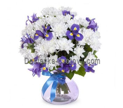 Букет із 6 хризантем і 9 ірисів