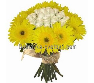 Букет квітів із 21 троянди і 10 гербер