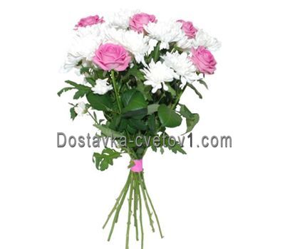 Букет із 4 хризантем і 5 троянд