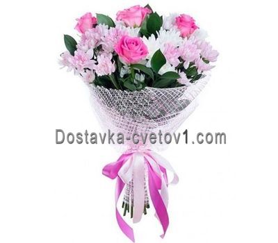 Букет із 6 хризантем і 5 троянд