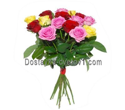 Букет цветов из 15 разноцветных роз