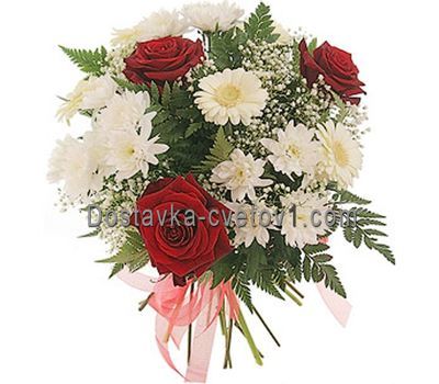 Букет квітів із 3 троянд і 6 хризантем