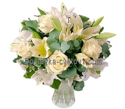 Букет квітів із 10 троянд і 5 лілій