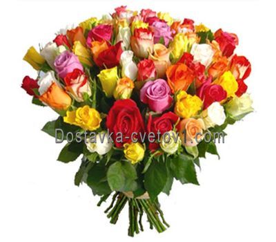 Букет цветов из 75 разноцветных роз