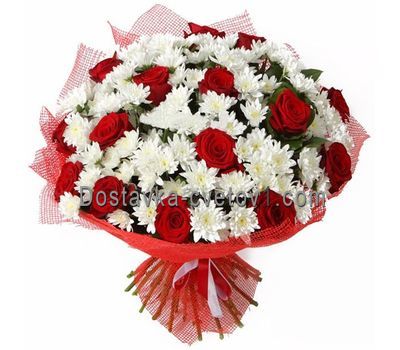 Букет із 15 хризантем і 12 троянд